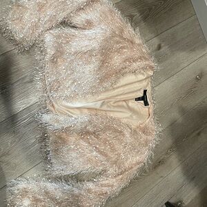 Forever 21 Women's Shimmering Cream Teddy Jacket